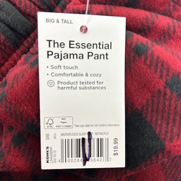 NWT Blue Black Red Men's Sonoma Essential Pants Pajamas lot of 3 3XB pj's L31 - Picture 5 of 9